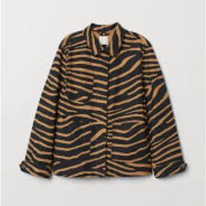 H&M Black and Tan Tiger Striped Jacket UK size 14 US size 10